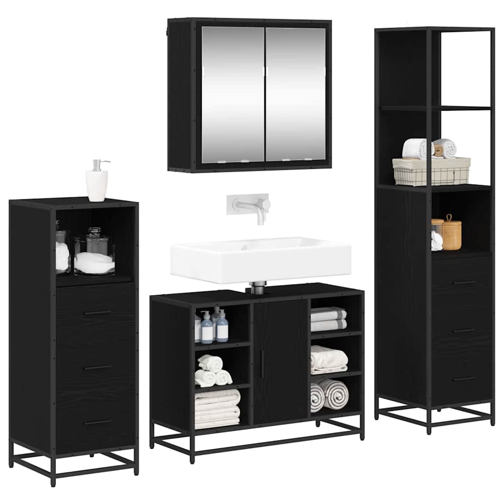 Ensemble de mobilier de salle de bain 4 pc Chêne noir
