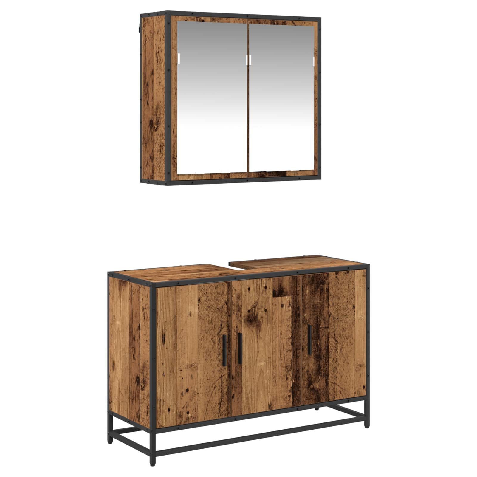 Ensemble de mobilier de salle de bain 2 pc Bois Ancien