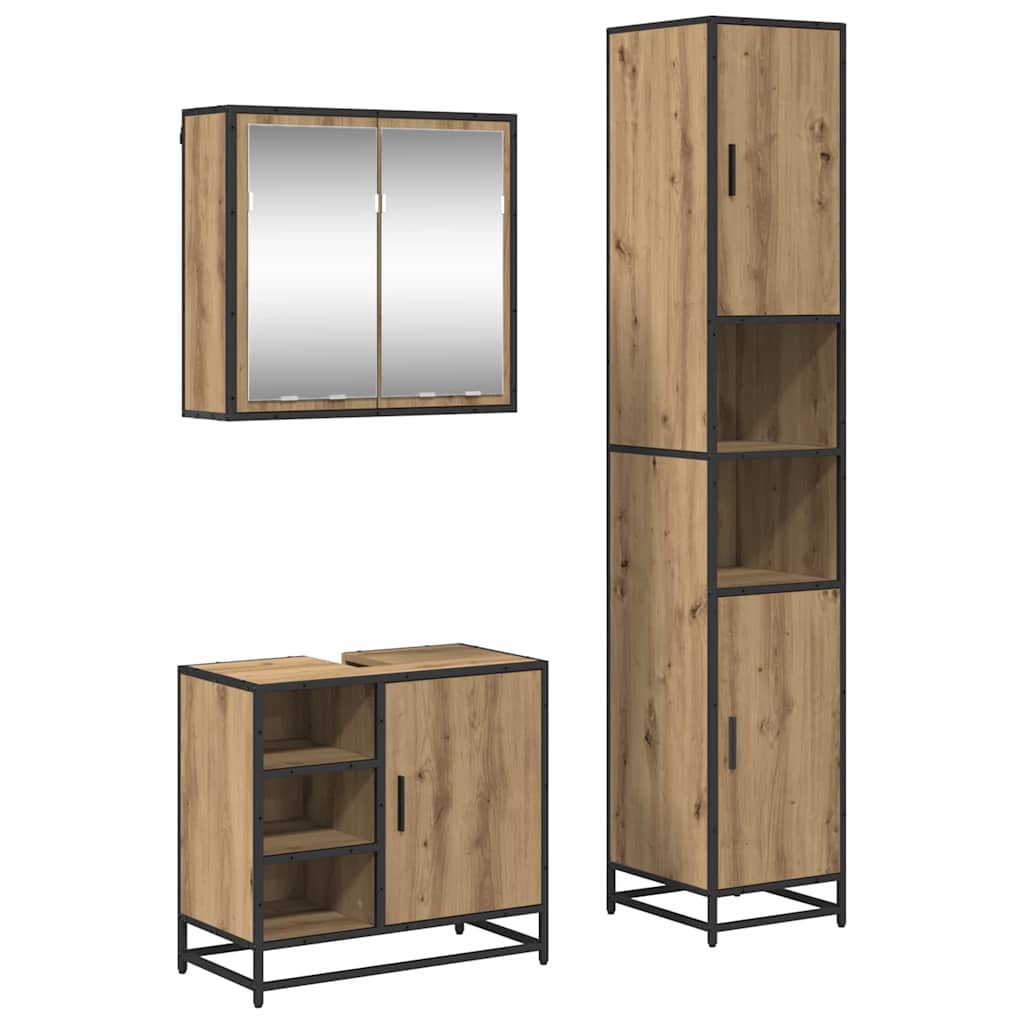 Ensemble de mobilier de salle de bain 3 pc Chêne artisanal