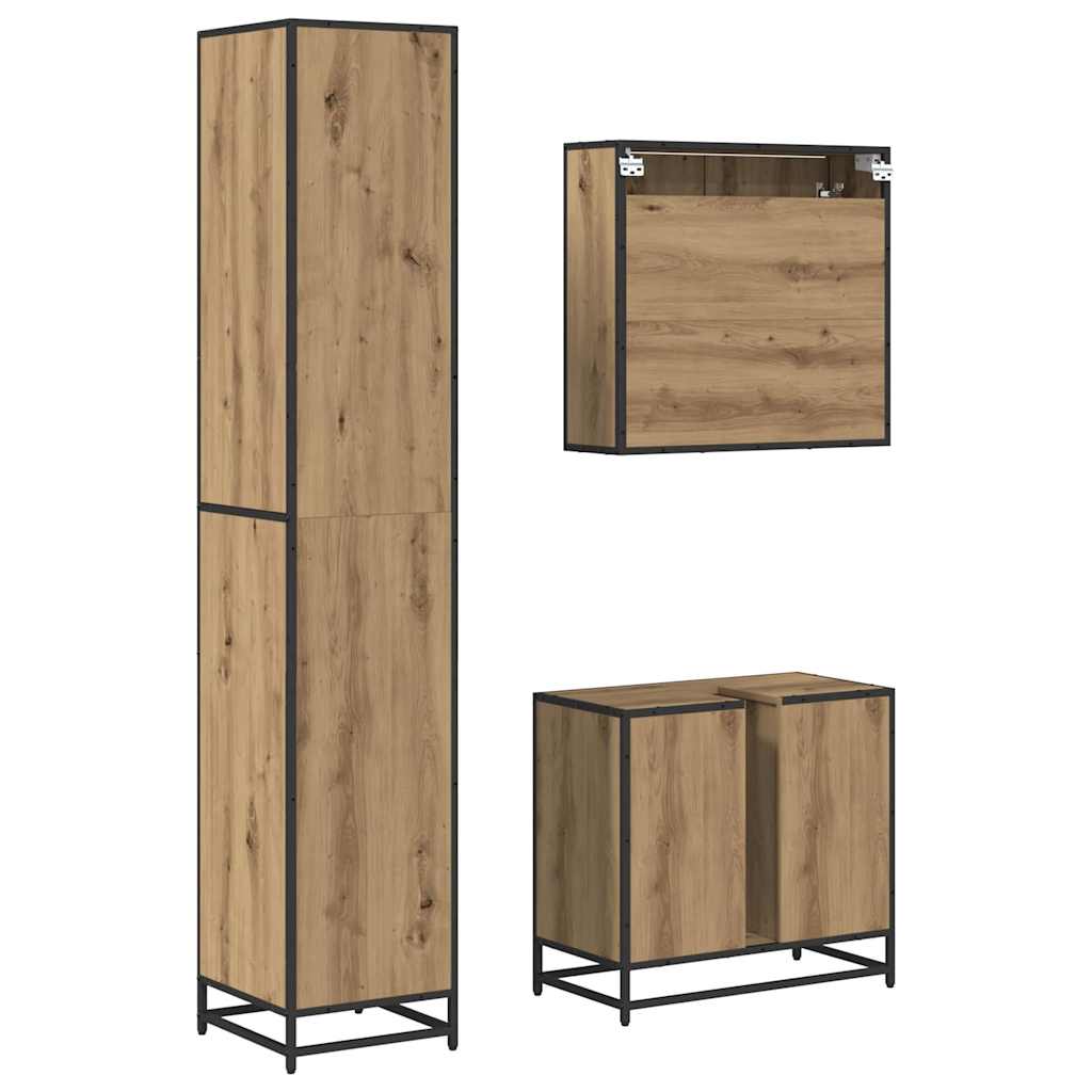 Ensemble de mobilier de salle de bain 3 pc Chêne artisanal