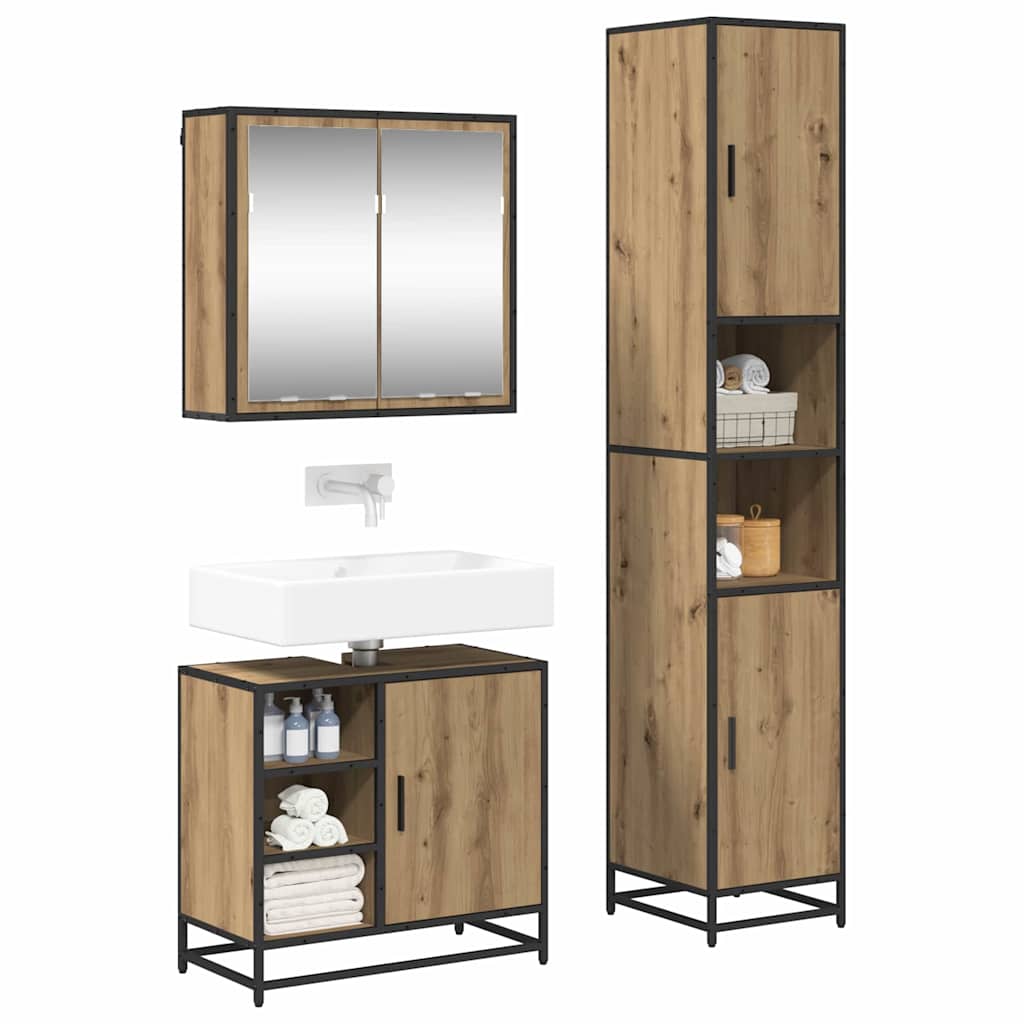 Ensemble de mobilier de salle de bain 3 pc Chêne artisanal