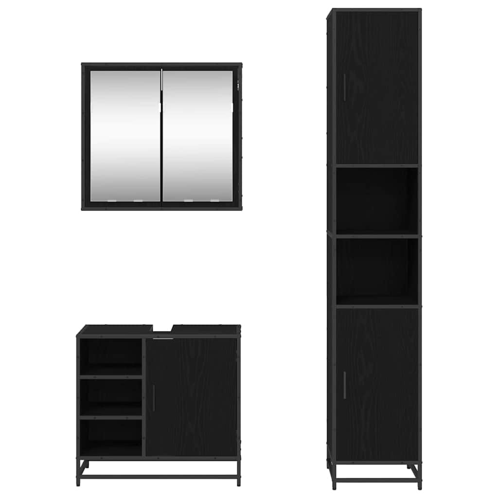 Ensemble de mobilier de salle de bain 3 pièces Chêne noir