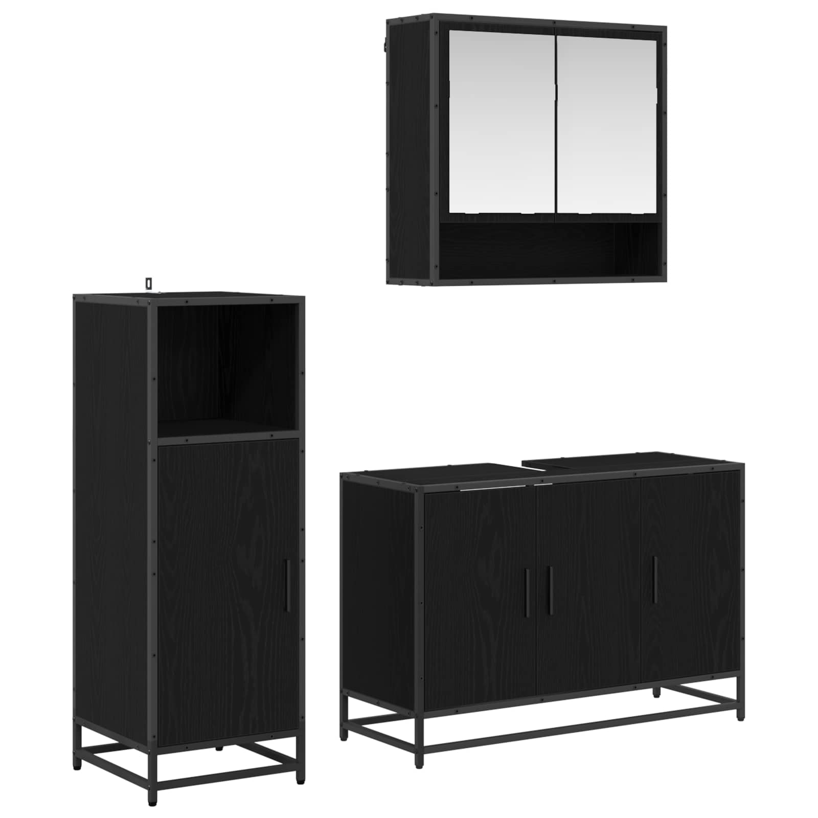 Ensemble de mobilier de salle de bain 3 pc Chêne noir