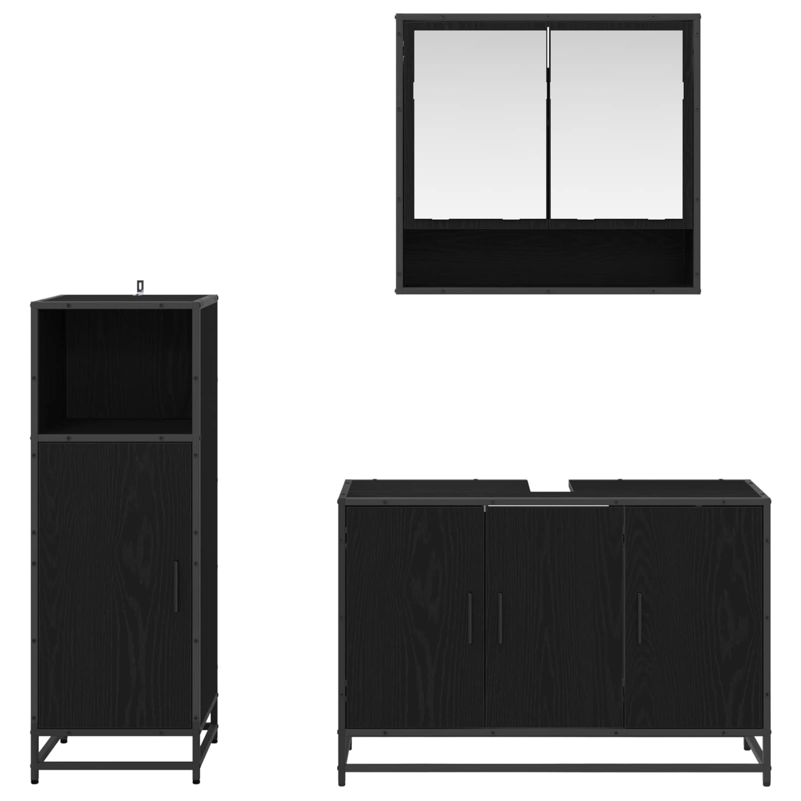 Ensemble de mobilier de salle de bain 3 pc Chêne noir