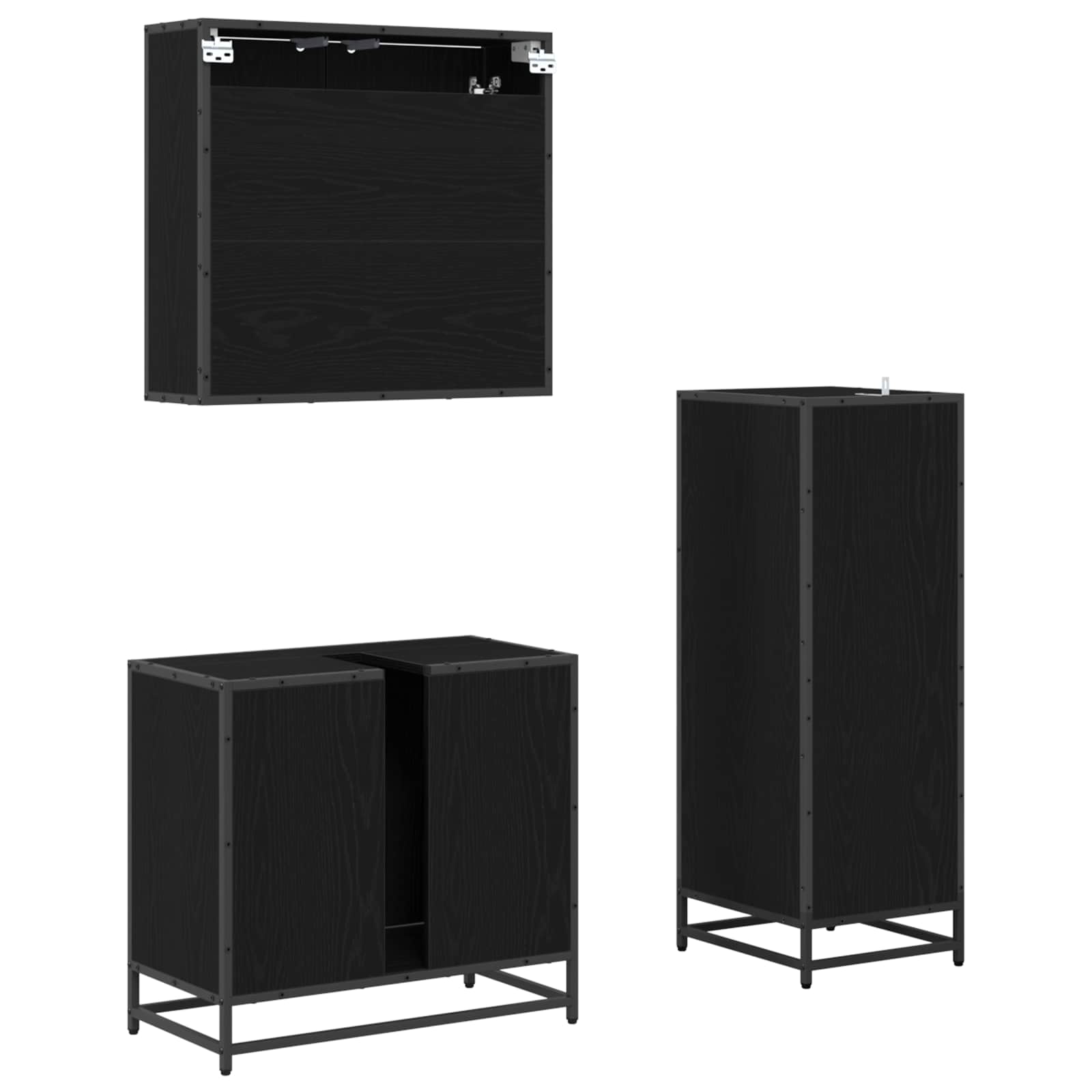 Ensemble de mobilier de salle de bain 3 pc Chêne noir