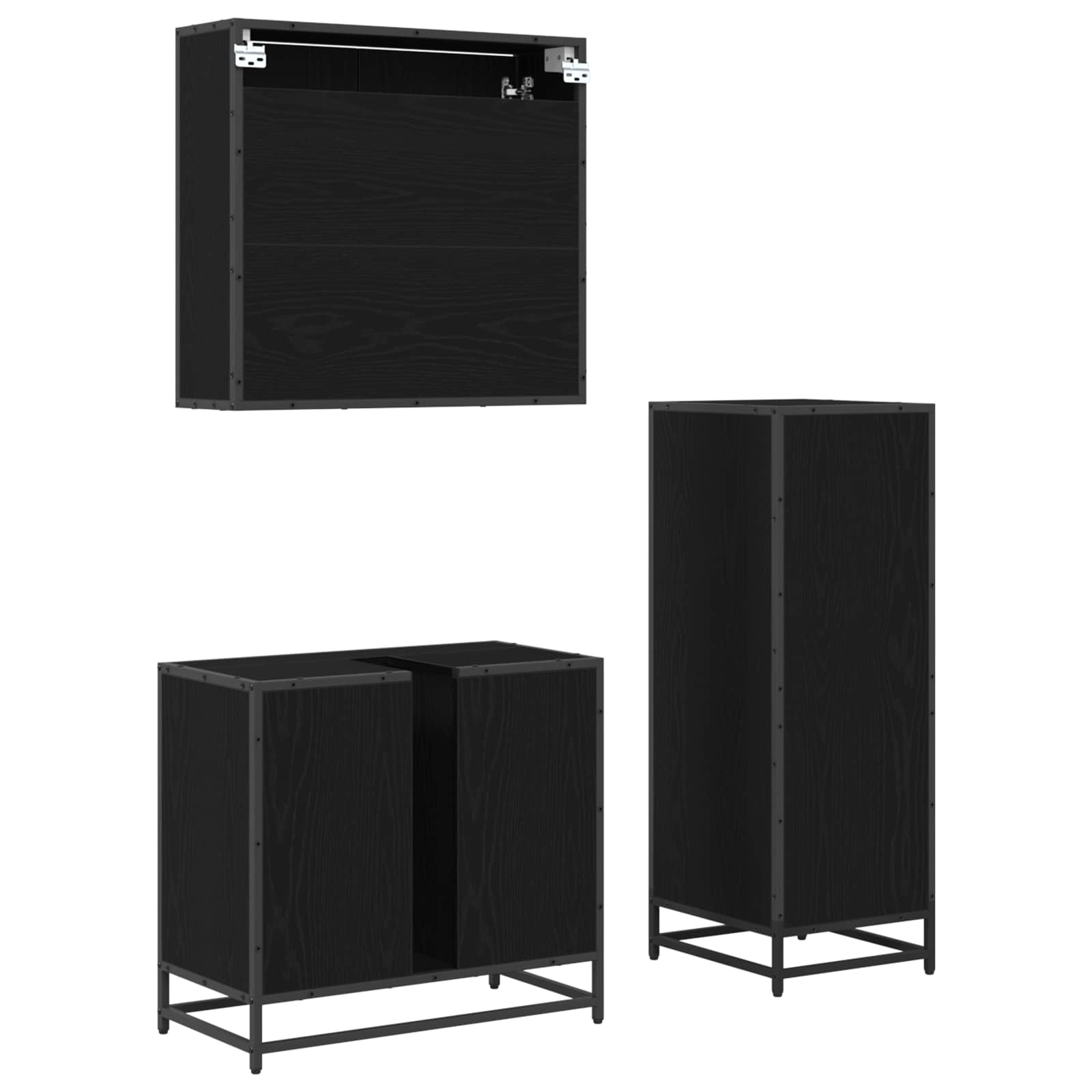 Ensemble de mobilier de salle de bain 3 pièces Chêne noir