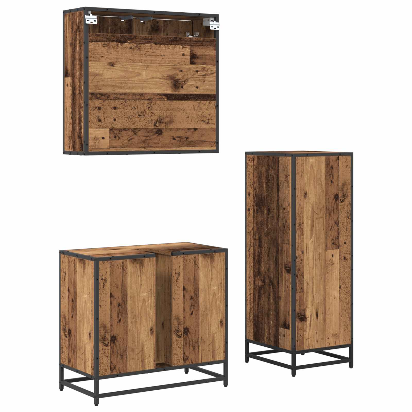 Ensemble de mobilier de salle de bain 3 pc Bois Ancien