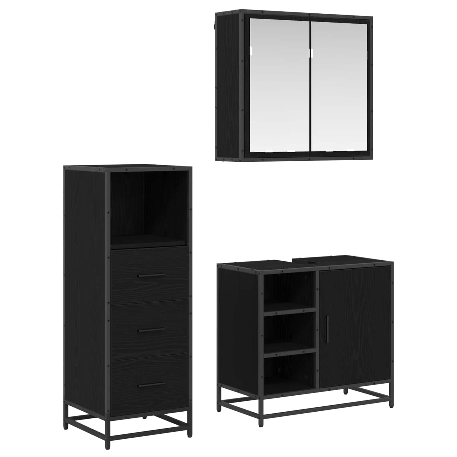 Ensemble de mobilier de salle de bain 3 pc Chêne noir