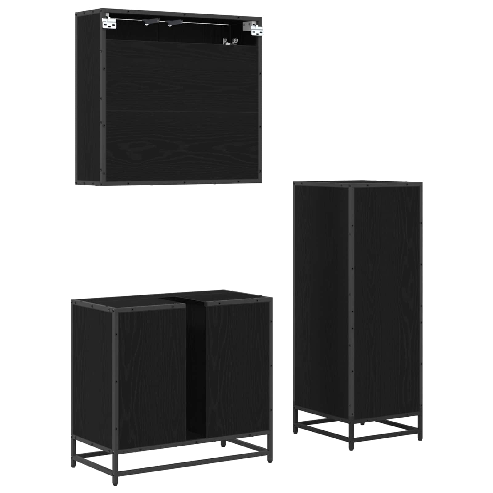 Ensemble de mobilier de salle de bain 3 pc Chêne noir
