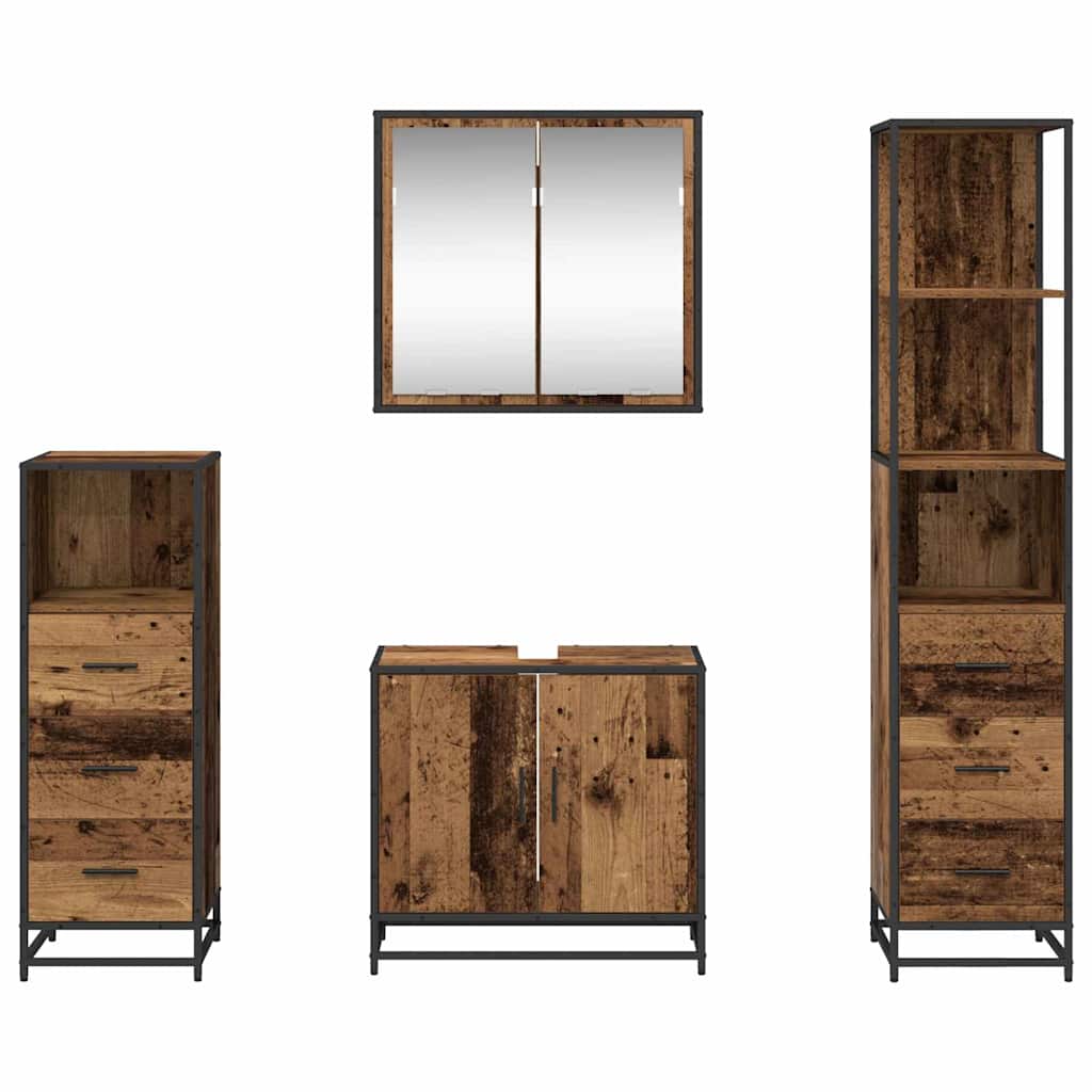 Ensemble de mobilier de salle de bain 4 pièces Bois Ancien