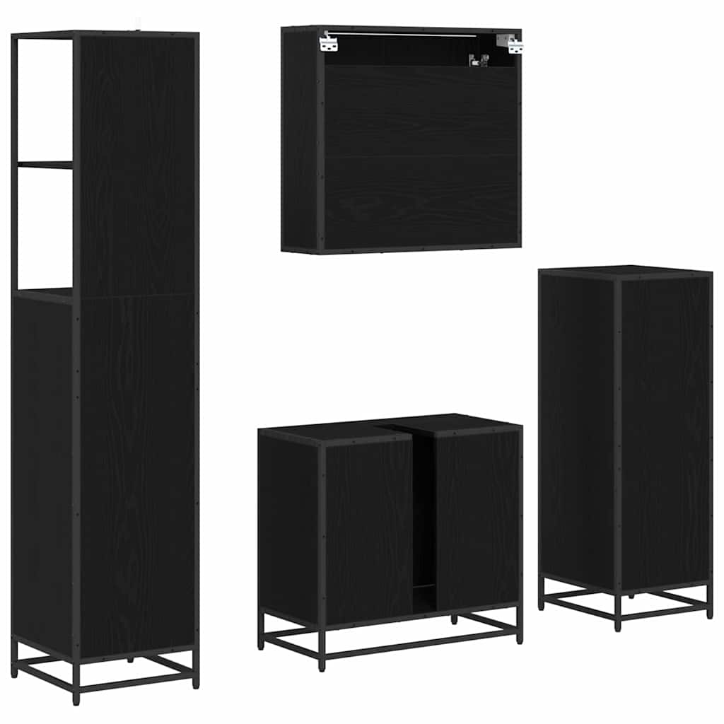 Ensemble de mobilier de salle de bain 4 pièces Chêne noir