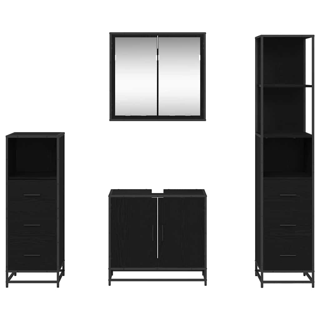 Ensemble de mobilier de salle de bain 4 pièces Chêne noir