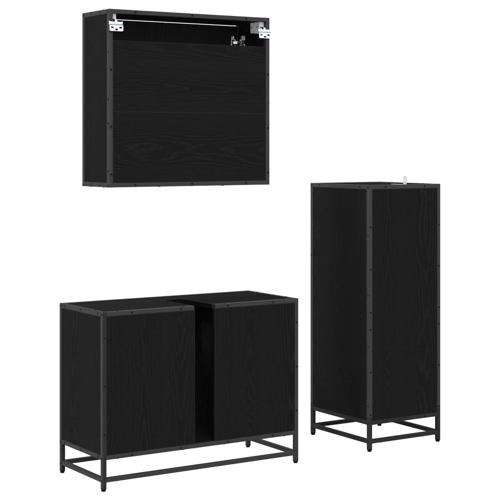 Ensemble de mobilier de salle de bain 3 pc Chêne noir