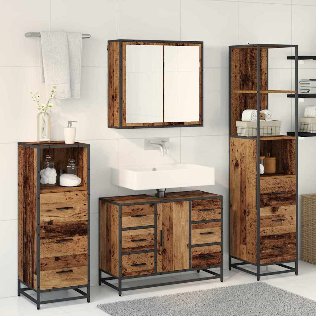 Ensemble de mobilier de salle de bain 3 pc Bois Ancien