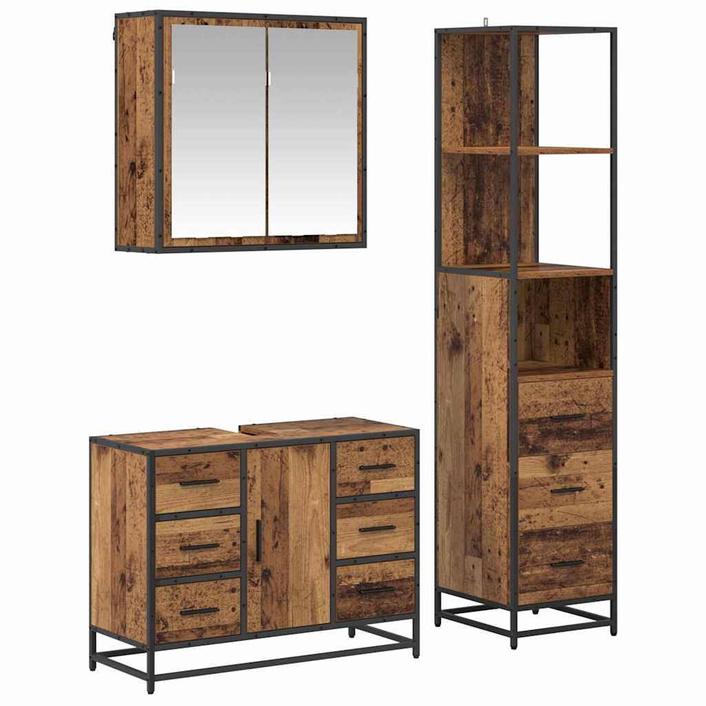 Ensemble de mobilier de salle de bain 3 pc Bois Ancien