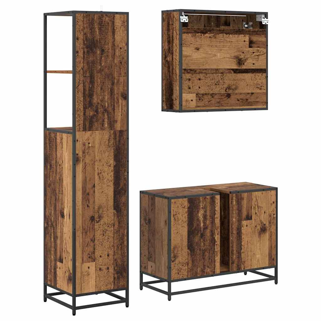 Ensemble de mobilier de salle de bain 3 pc Bois Ancien
