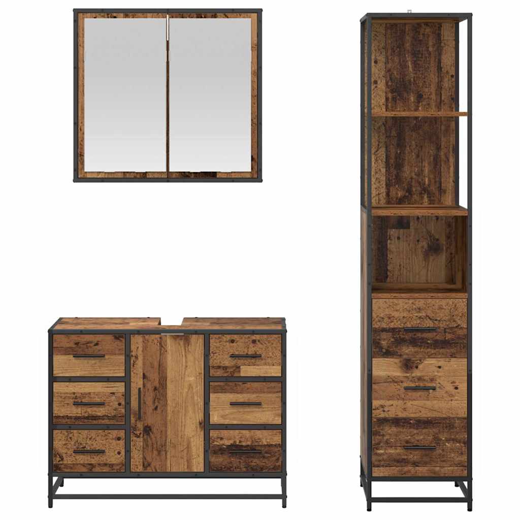 Ensemble de mobilier de salle de bain 3 pc Bois Ancien