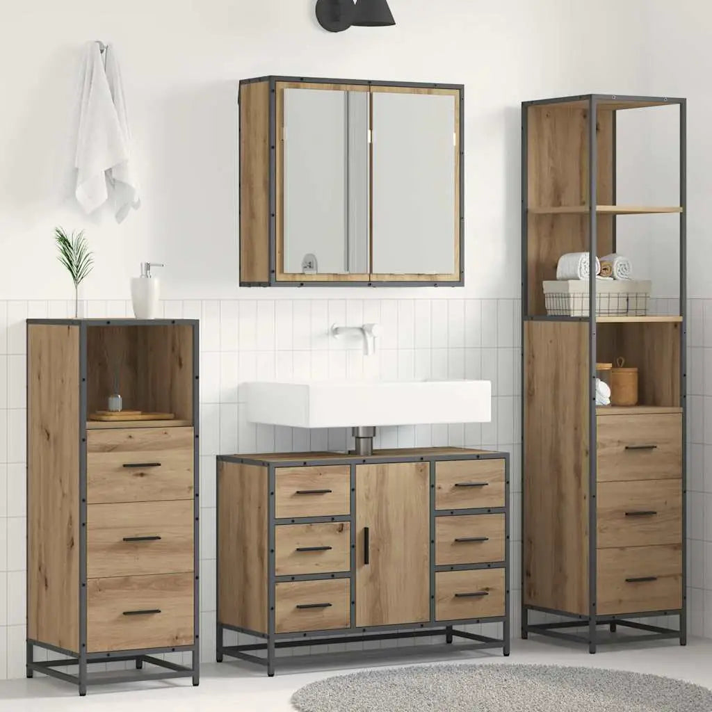Ensemble de mobilier de salle de bain 3 pc Chêne artisanal - XIOS