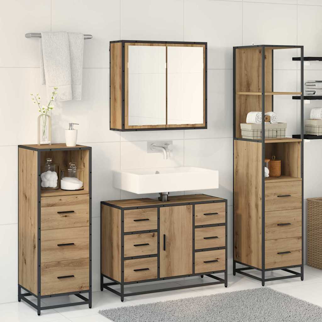 Ensemble de mobilier de salle de bain 3 pc Chêne artisanal