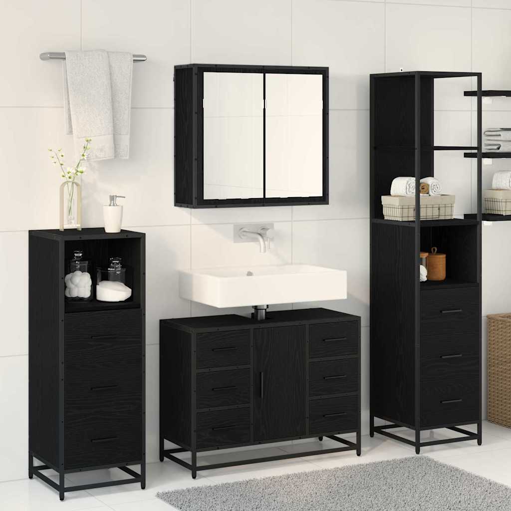 Ensemble de mobilier de salle de bain 3 pc Chêne noir