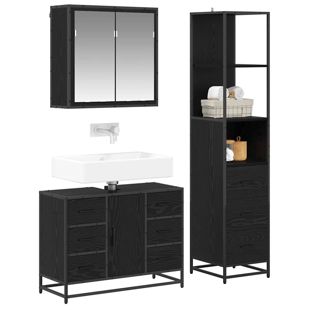 Ensemble de mobilier de salle de bain 3 pc Chêne noir