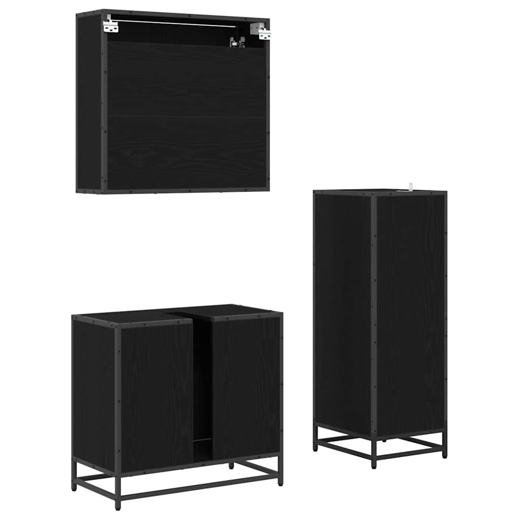 Ensemble de mobilier de salle de bain 3 pc Chêne noir