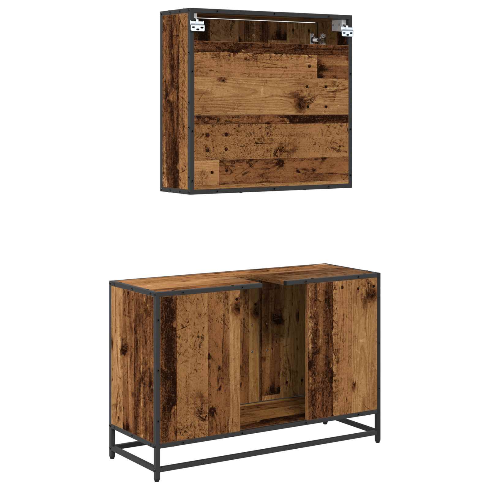 Ensemble de mobilier de salle de bain 2 pc Bois Ancien