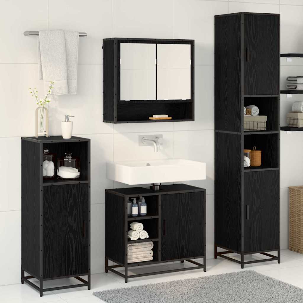 Ensemble de mobilier de salle de bain 4 pièces Chêne noir