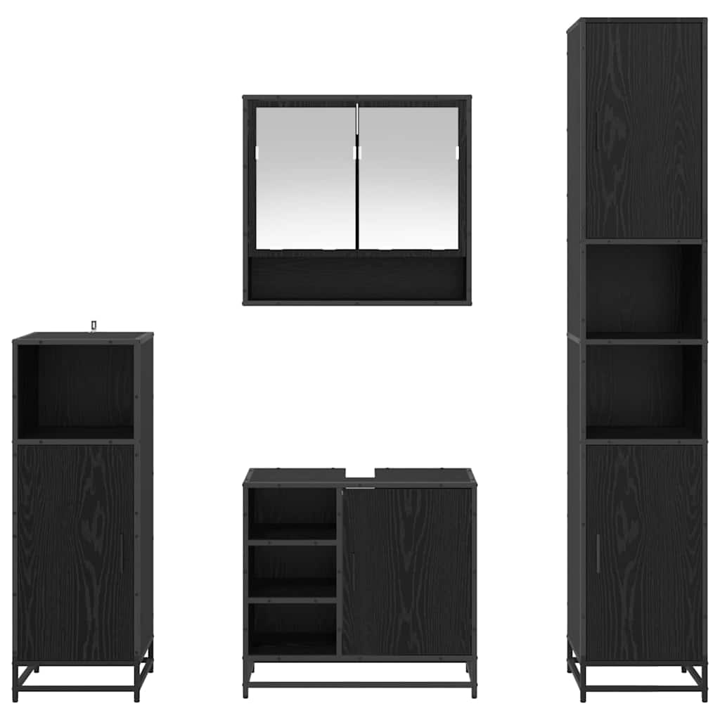 Ensemble de mobilier de salle de bain 4 pièces Chêne noir