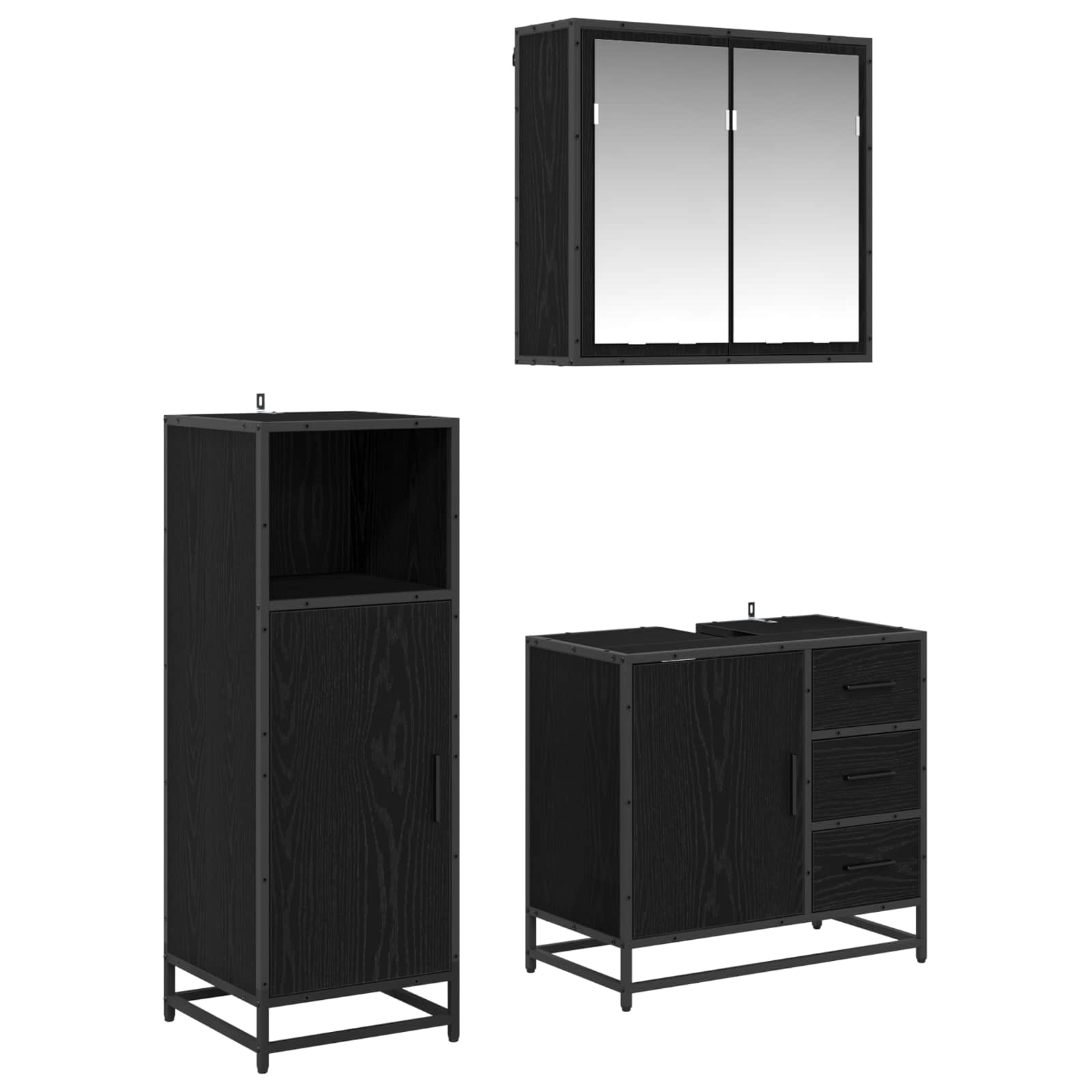 Ensemble de mobilier de salle de bain 3 pc Chêne noir