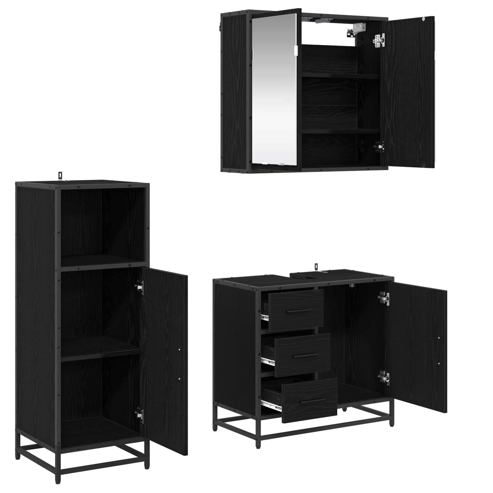 Ensemble de mobilier de salle de bain 3 pc Chêne noir