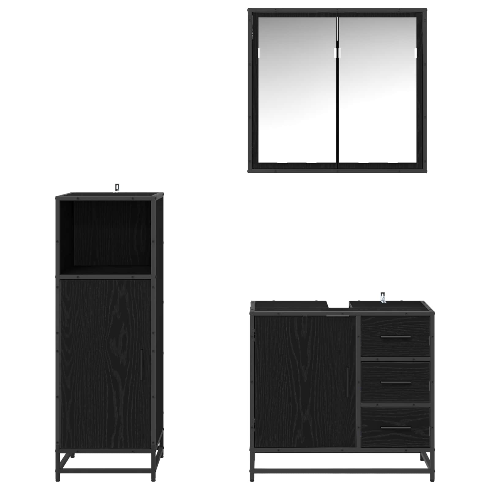Ensemble de mobilier de salle de bain 3 pc Chêne noir