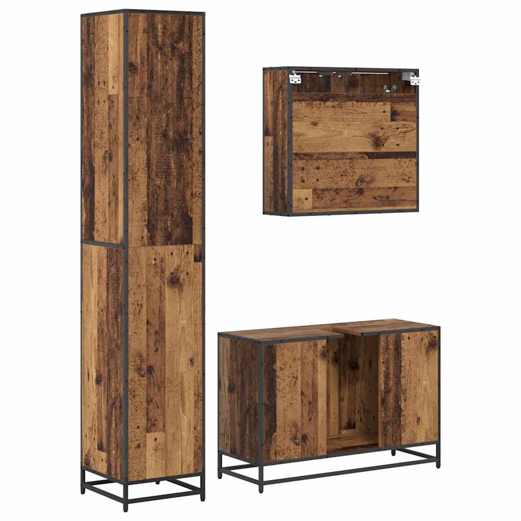 Ensemble de mobilier de salle de bain 3 pièces Bois Ancien