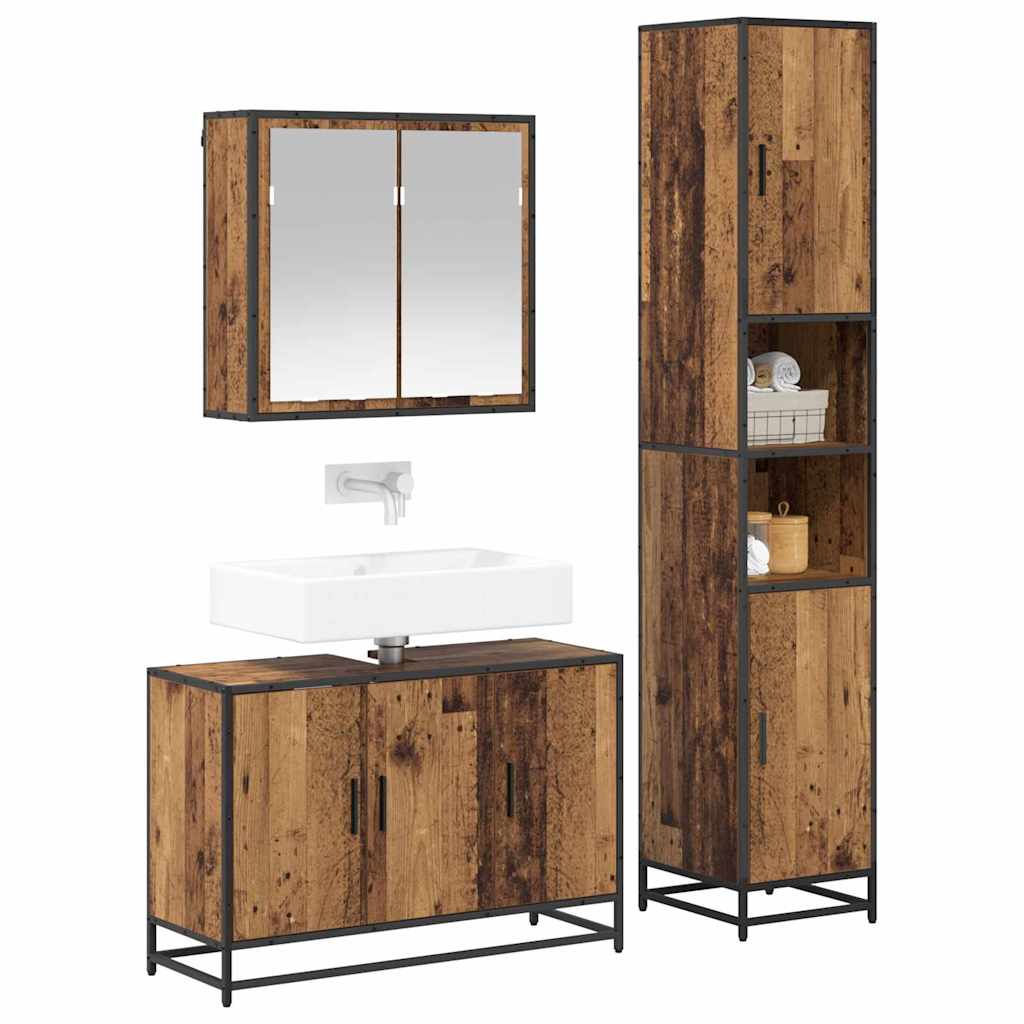 Ensemble de mobilier de salle de bain 3 pièces Bois Ancien