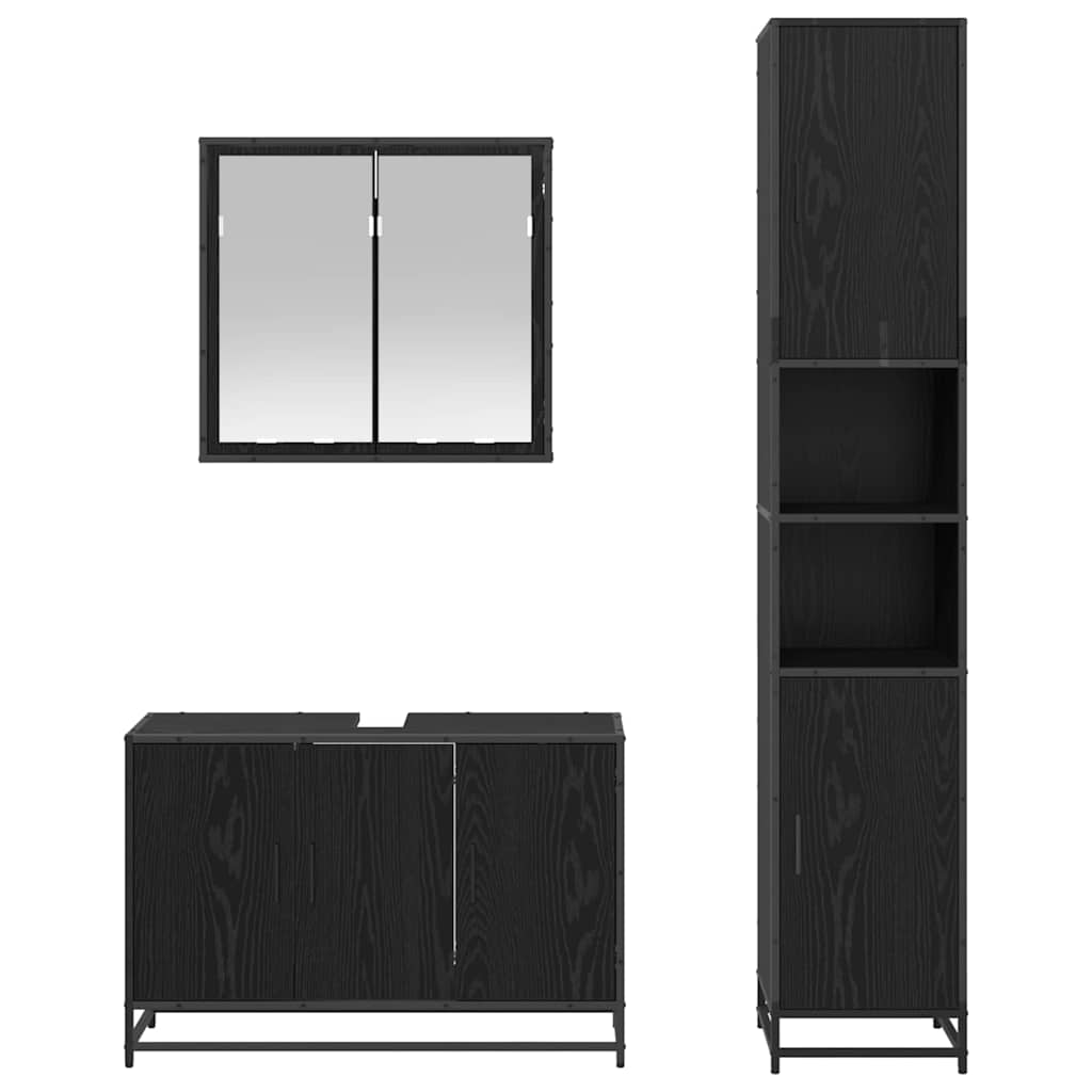 Ensemble de mobilier de salle de bain 3 pièces Chêne noir