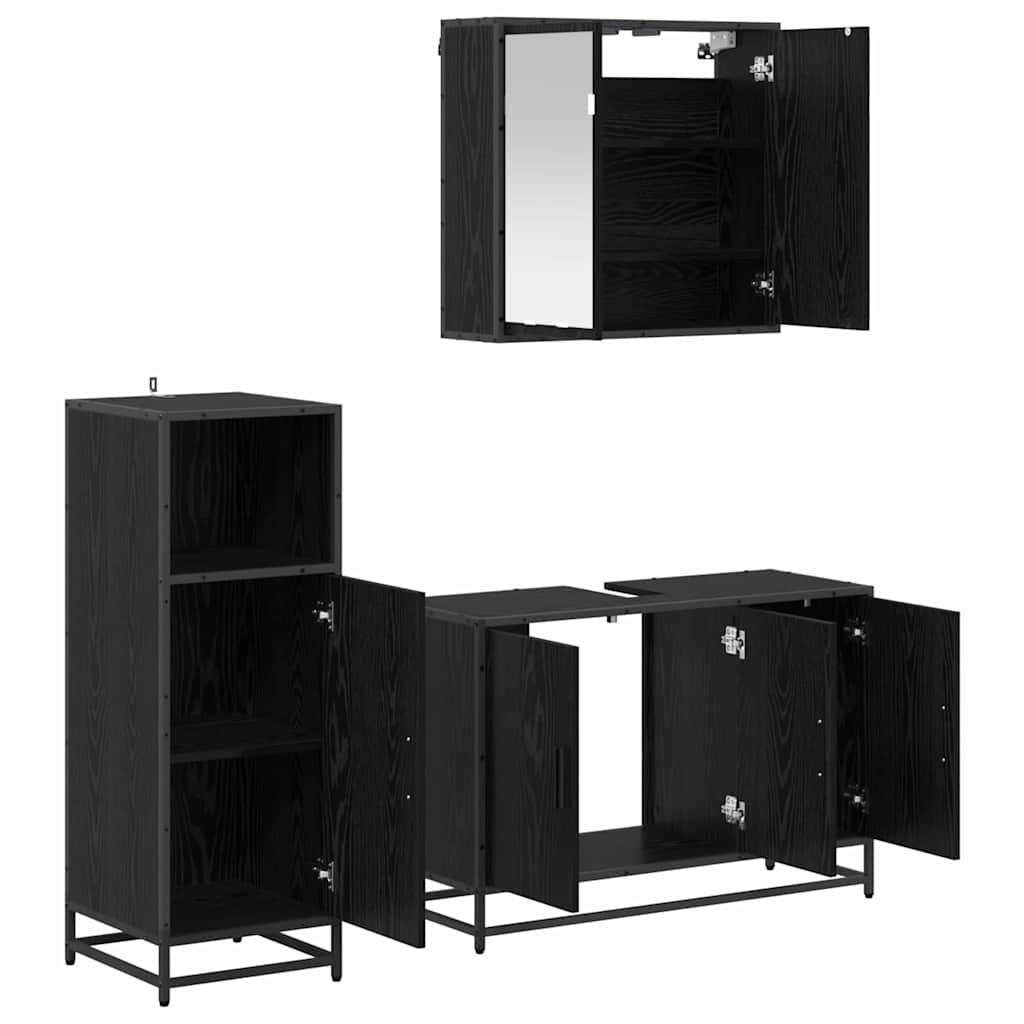 Ensemble de mobilier de salle de bain 3 pc Chêne noir