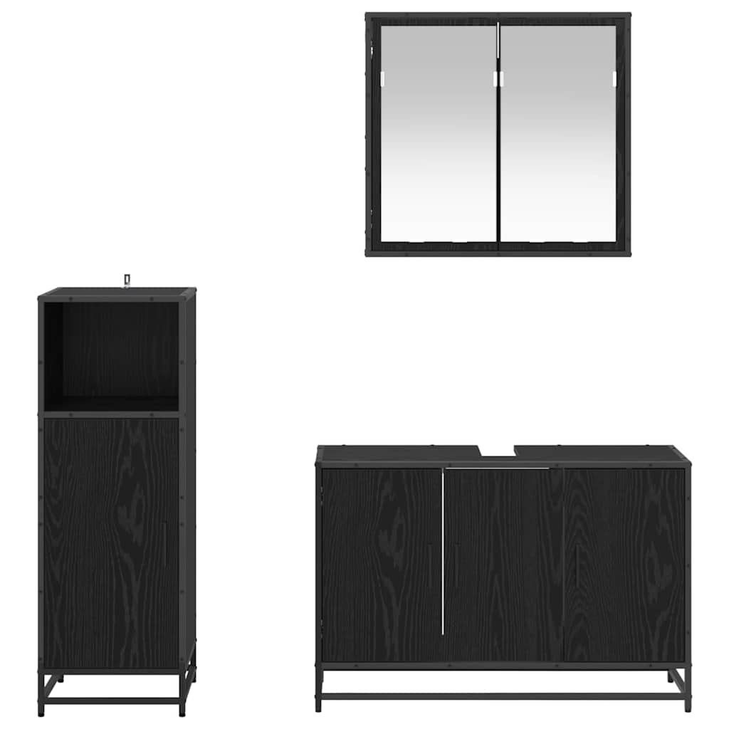 Ensemble de mobilier de salle de bain 3 pc Chêne noir