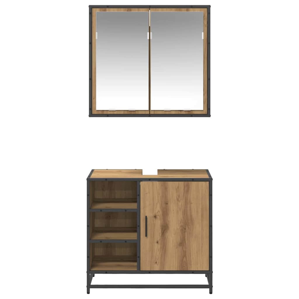 Ensemble de mobilier de salle de bain 2 pc Chêne artisanal
