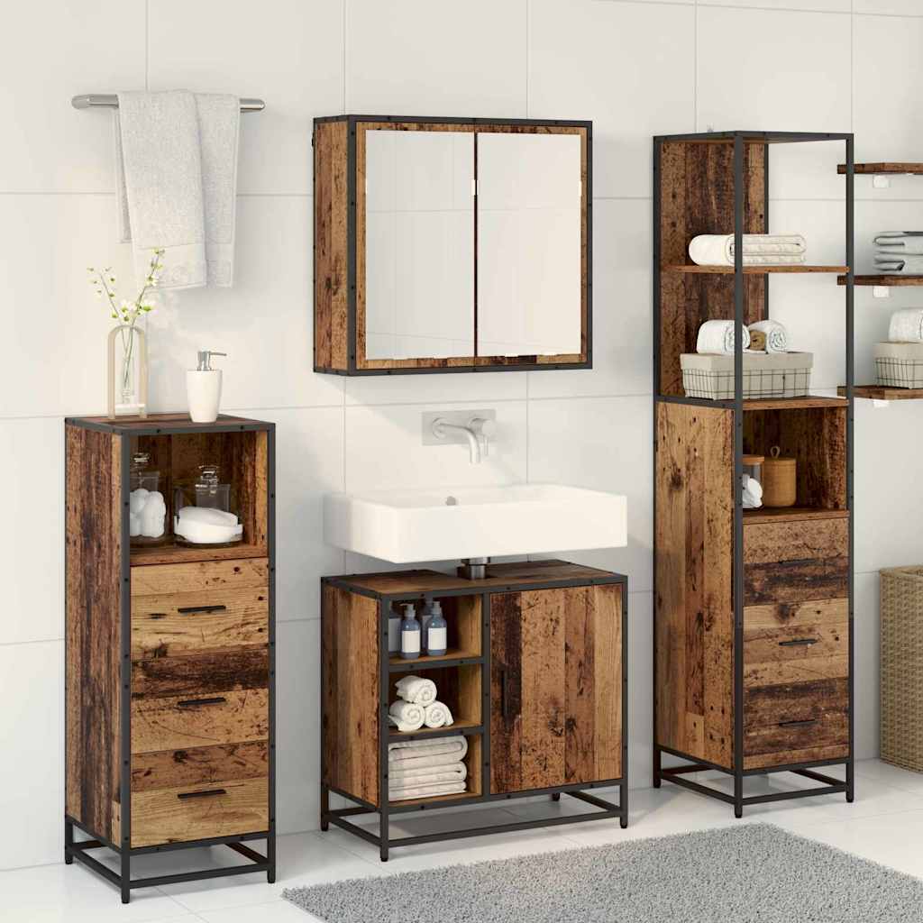 Ensemble de mobilier de salle de bain 3 pc Bois Ancien