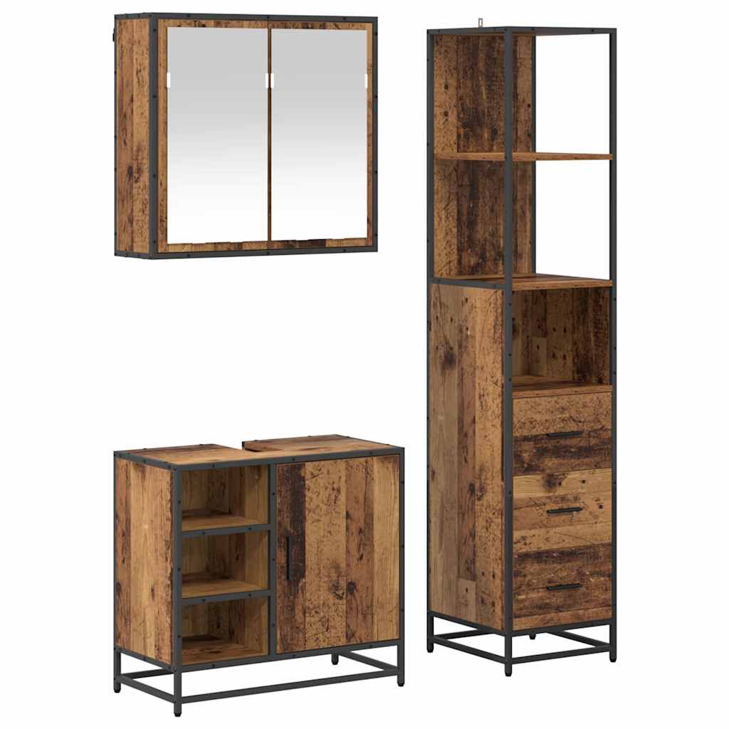 Ensemble de mobilier de salle de bain 3 pc Bois Ancien