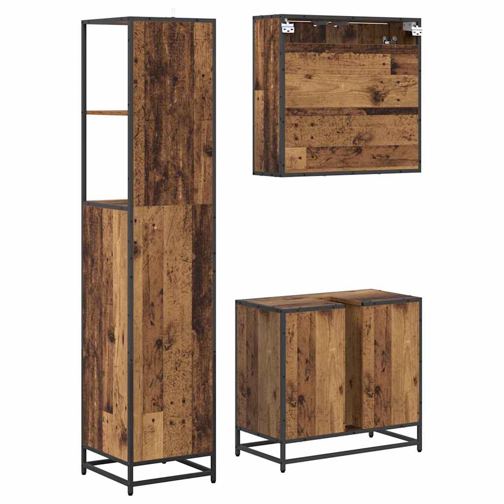 Ensemble de mobilier de salle de bain 3 pc Bois Ancien
