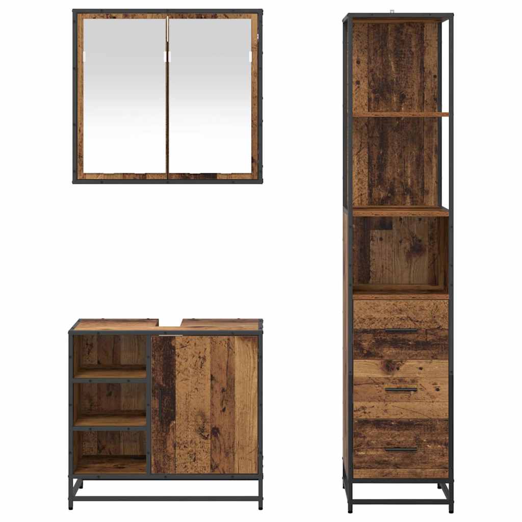 Ensemble de mobilier de salle de bain 3 pc Bois Ancien