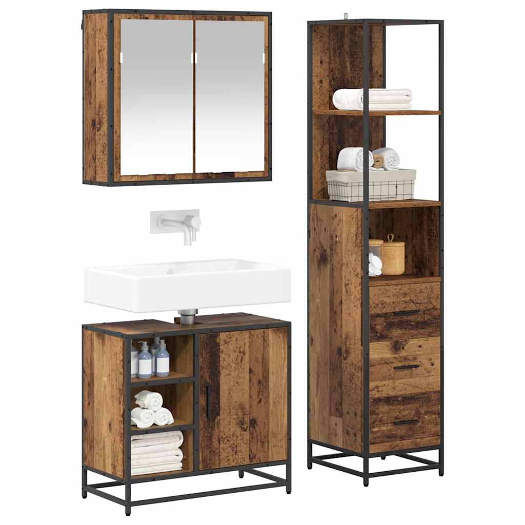 Ensemble de mobilier de salle de bain 3 pc Bois Ancien