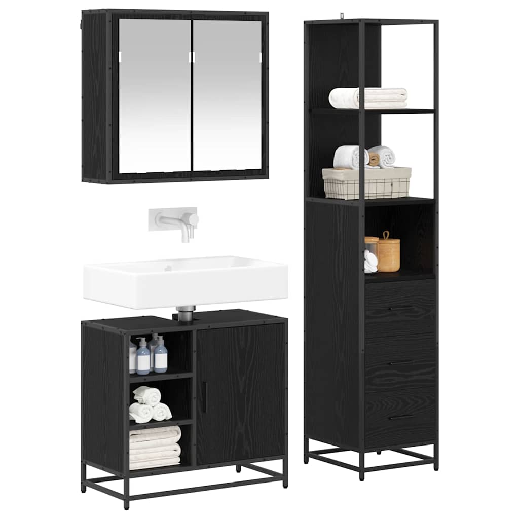 Ensemble de mobilier de salle de bain 3 pc Chêne noir