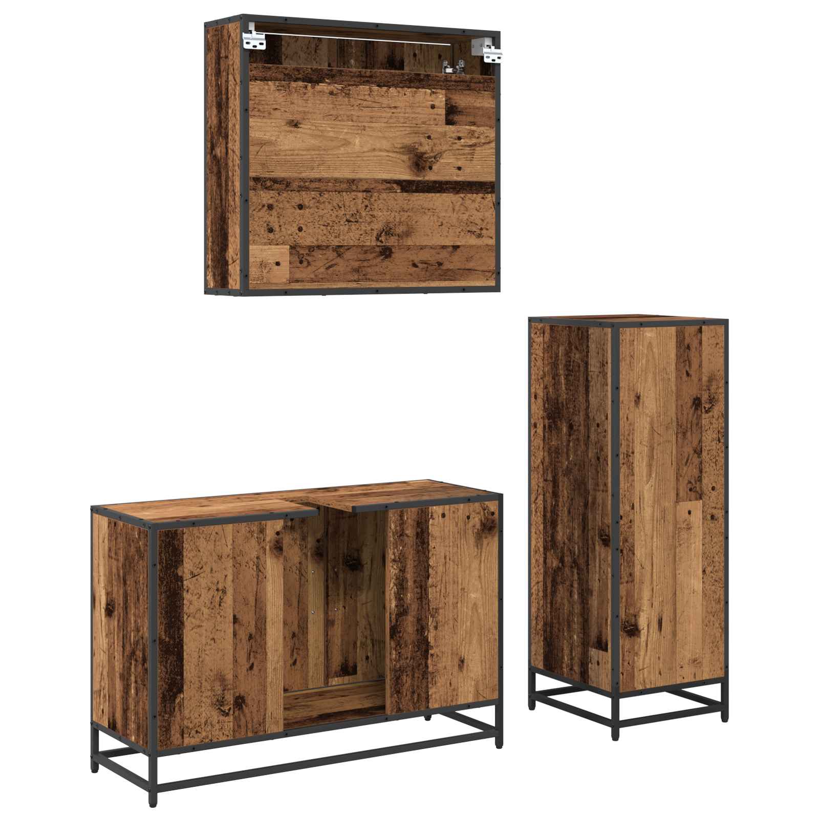 Ensemble de mobilier de salle de bain 3 pièces Bois Ancien