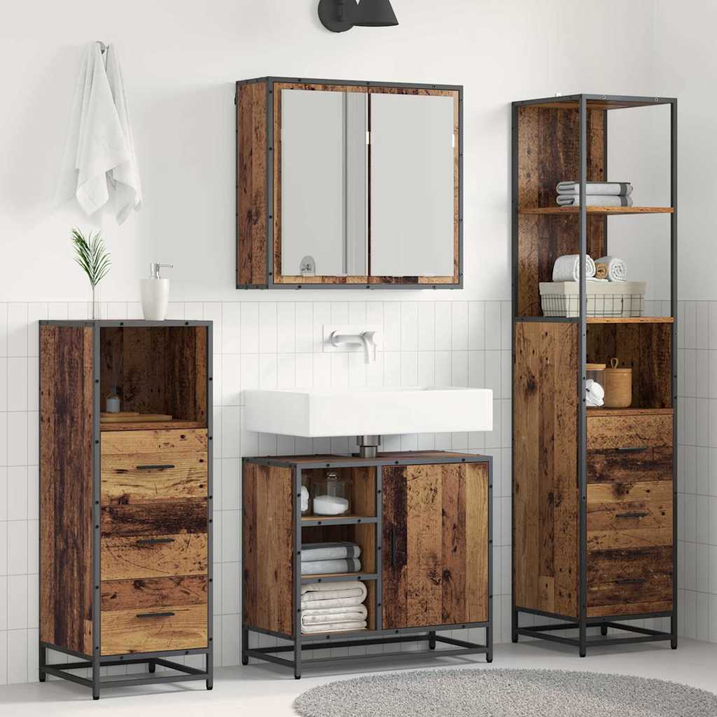 Ensemble de mobilier de salle de bain 4 pc Bois Ancien - XIOS