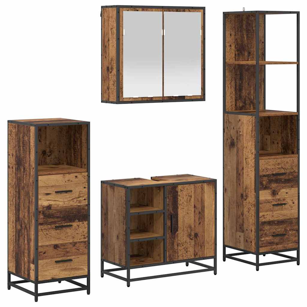 Ensemble de mobilier de salle de bain 4 pc Bois Ancien - XIOS