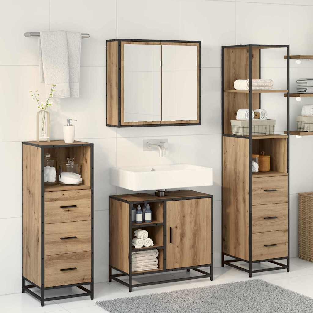 Ensemble de mobilier de salle de bain 4 pc Chêne artisanal