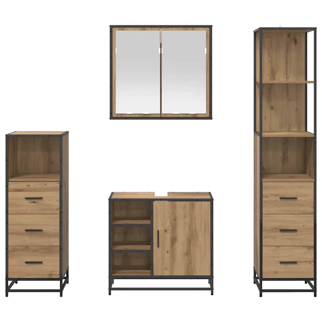 Ensemble de mobilier de salle de bain 4 pc Chêne artisanal
