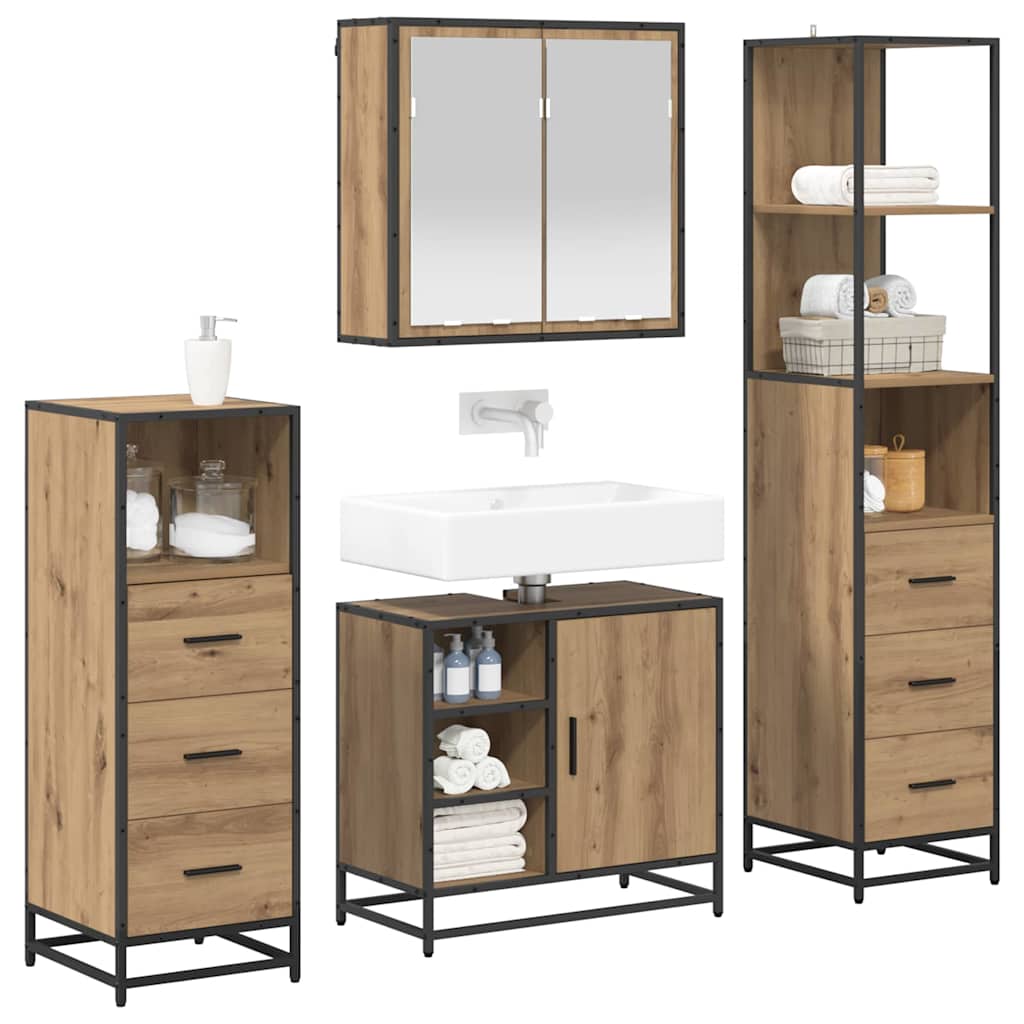 Ensemble de mobilier de salle de bain 4 pc Chêne artisanal